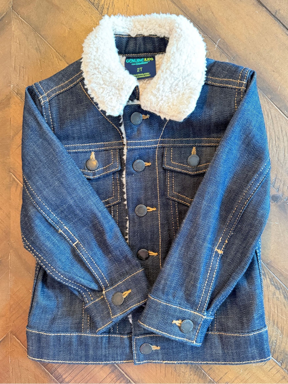 Genuine Kids Dark Blue Sherpa-Lined Denim Jacket - 2T